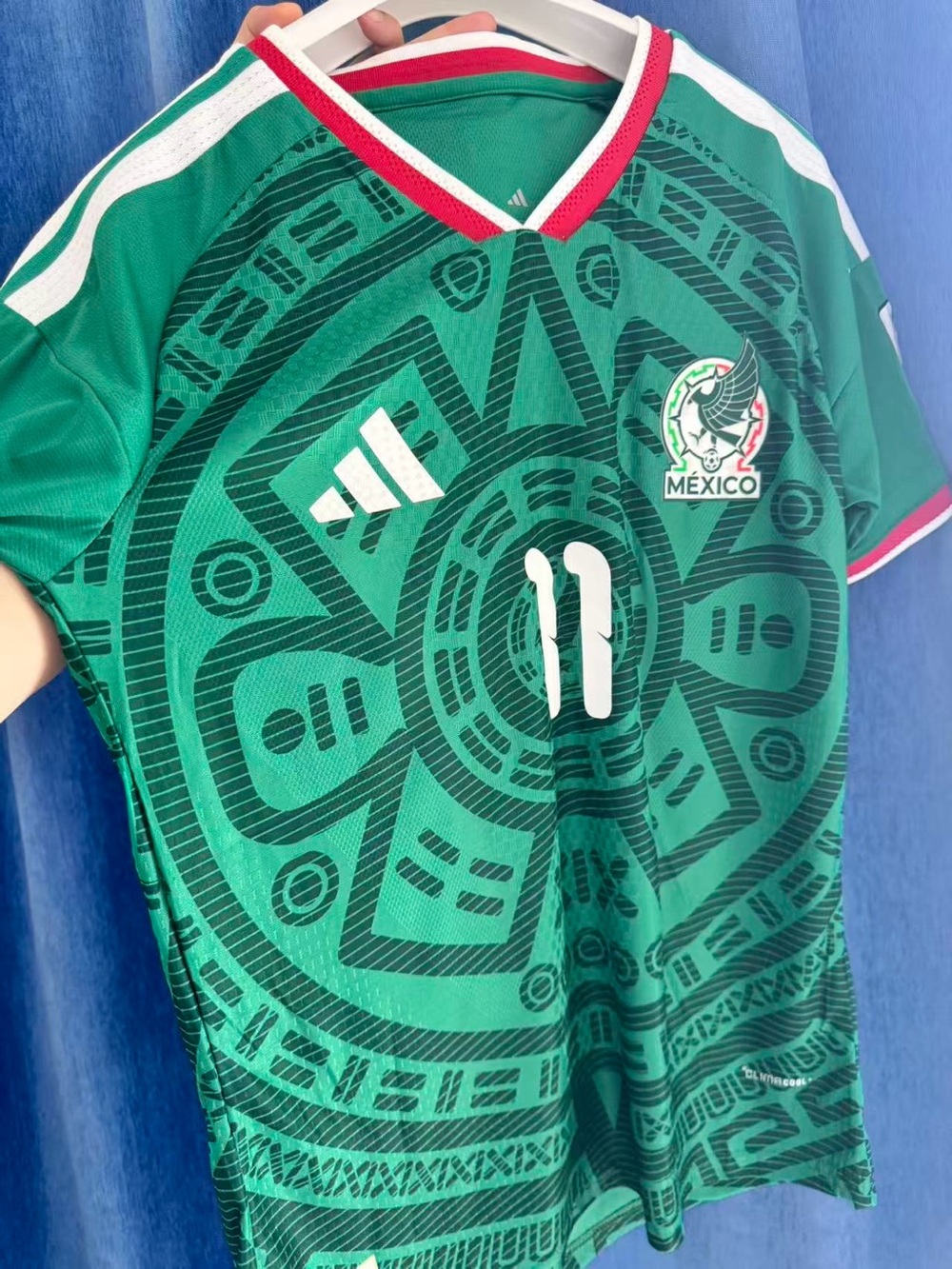 adidas Mexico Green Soccer Jersey with White and Red Trim